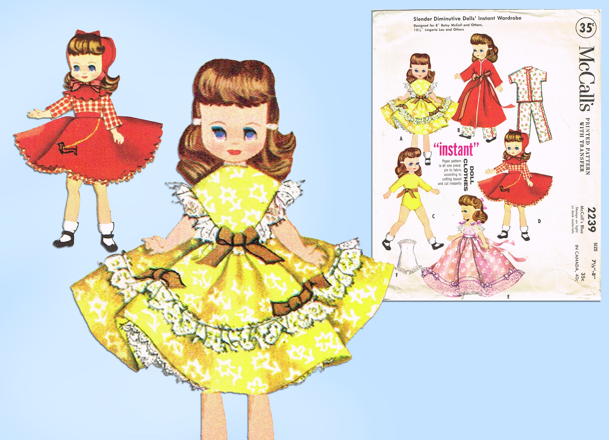 1950s Vintage McCalls Sewing Pattern 2239 Cute & Easy 8 Inch