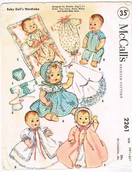 1950s VTG McCalls Sewing Pattern 2261 Uncut Betsy Wetsy 19-21 Inch Baby Doll Clothes