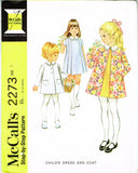 McCall 2273: 1960s Uncut Tiny Todddlers A-Line Dress Size 3 Vintage Sewing Pattern