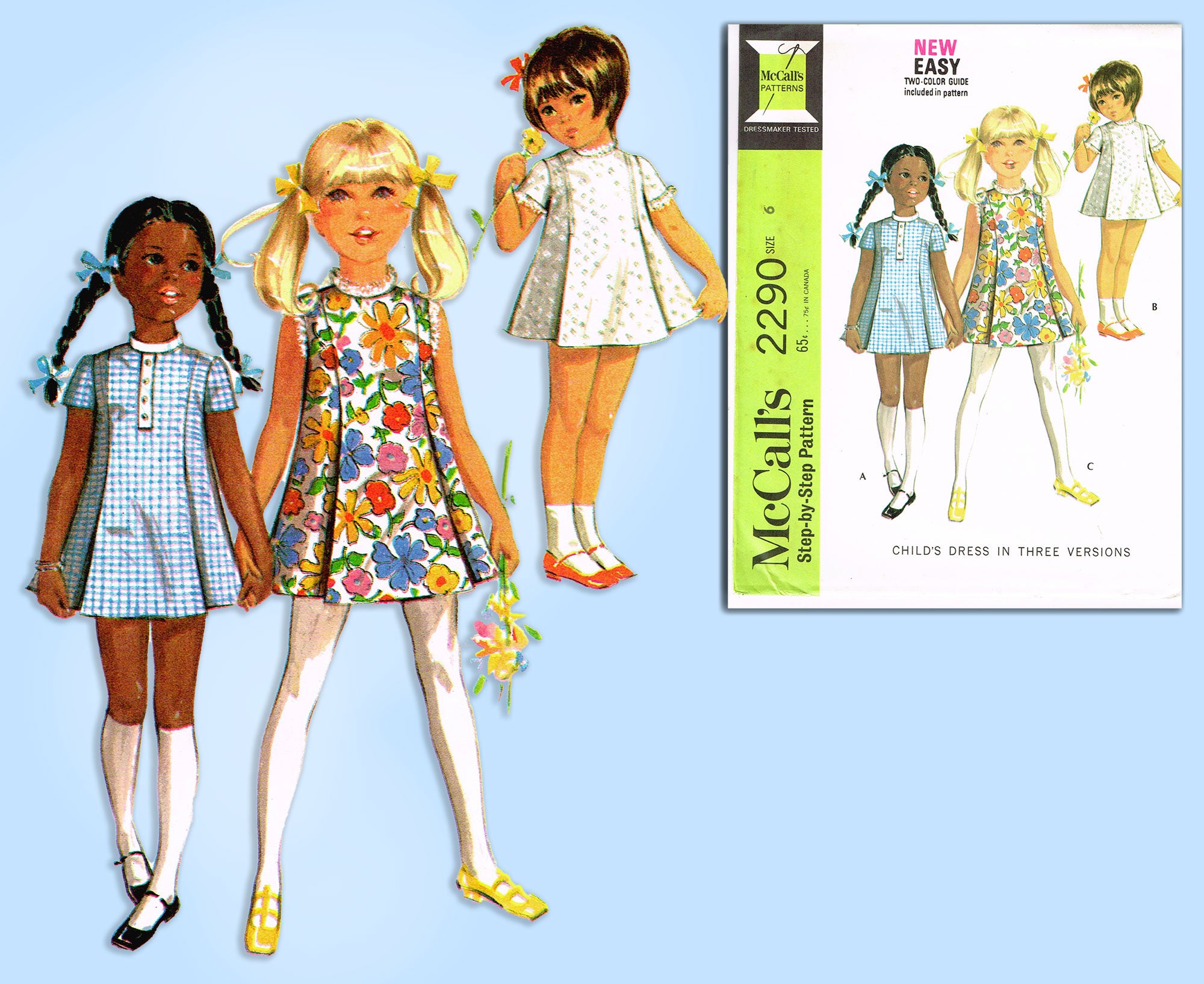 McCall 2290: 1960s Uncut Todddlers A-Line Boho Dress Size 6 Vintage Se – Vintage4me2
