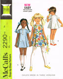 McCall 2290: 1960s Uncut Todddlers A-Line Boho Dress Size 6x Vintage Sewing Pattern