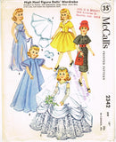 1950s Vintage McCalls Sewing Pattern 2342 18 Inch High Heel Doll Clothes ORIG