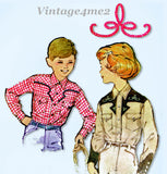 1950s Vintage McCalls Sewing Pattern 2367 Boys Embroidered Western Shirt Size 12