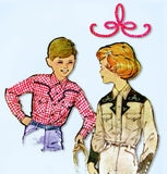 1950s Vintage McCalls Sewing Pattern 2367 Boys Embroidered Western Shirt Size 12