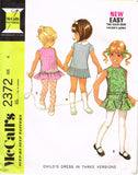 1970s Vintage McCalls Sewing Pattern 2372 Uncut Toddler Girls Drop Waist Dress 4