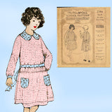 1920s Vintage McCalls Sewing Pattern 2381 Uncut Girls School Dress Sz 8
