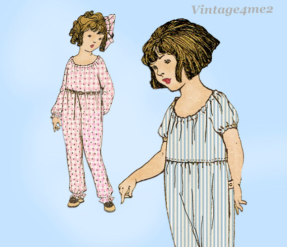 1920s Vintage McCall Sewing Pattern 2391 Cute Toddler Girls Pajamas Size 2