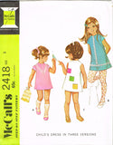 McCall 2418: 1960s Uncut Toddler Girls Mod A-Line Dress Size 2 Vintage Sewing Pattern