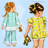 1960s Vintage McCalls Sewing Pattern 2439 Easy Uncut Toddler Pjs & Robe Sz 6