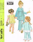 1960s Vintage McCalls Sewing Pattern 2439 Easy Uncut Toddler Pjs & Robe Sz 2