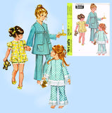 1960s Vintage McCalls Sewing Pattern 2439 Easy Uncut Toddler Pjs & Robe Sz 6