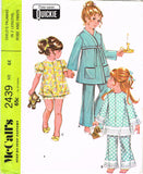 1960s Vintage McCalls Sewing Pattern 2439 Easy Uncut Toddler Pjs & Robe Sz 6x
