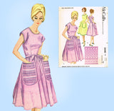 1960s Vintage McCall's Sewing Pattern 2440 Cute Uncut Apron Wrap Dress Sz LRG