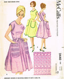 1960s Vintage McCall's Sewing Pattern 2440 Cute Uncut Apron Wrap Dress Sz LRG