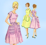 1960s Vintage McCall's Sewing Pattern 2440 Cute Uncut Apron Wrap Dress Sz LRG