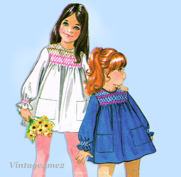 McCall 2447: 1970s Uncut Baby Girls Smocked Dress 6mos Vintage Sewing Pattern