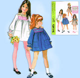 McCall 2447: 1970s Uncut Toddler Girls Smocked Dress Sz 6 Vintage Sewing Pattern