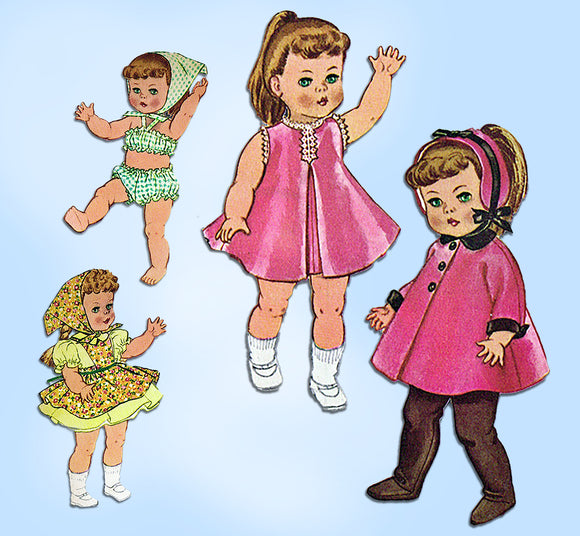 1960s Vintage McCalls Sewing Pattern 2466 Cute 20 Inch Patsy Ann Doll Clothes