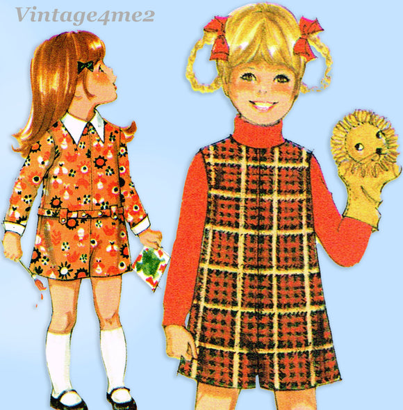 McCall 2487: 1970s Uncut Toddler Girls Pantdress Size 6 Vintage Sewing Pattern