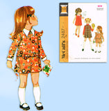 McCall 2487: 1970s Uncut Toddler Girls Pantdress Size 2 Vintage Sewing Pattern