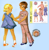 1960s Vintage McCalls Sewing Pattern 2529 Uncut Toddler Girls Play Clothes Size 4