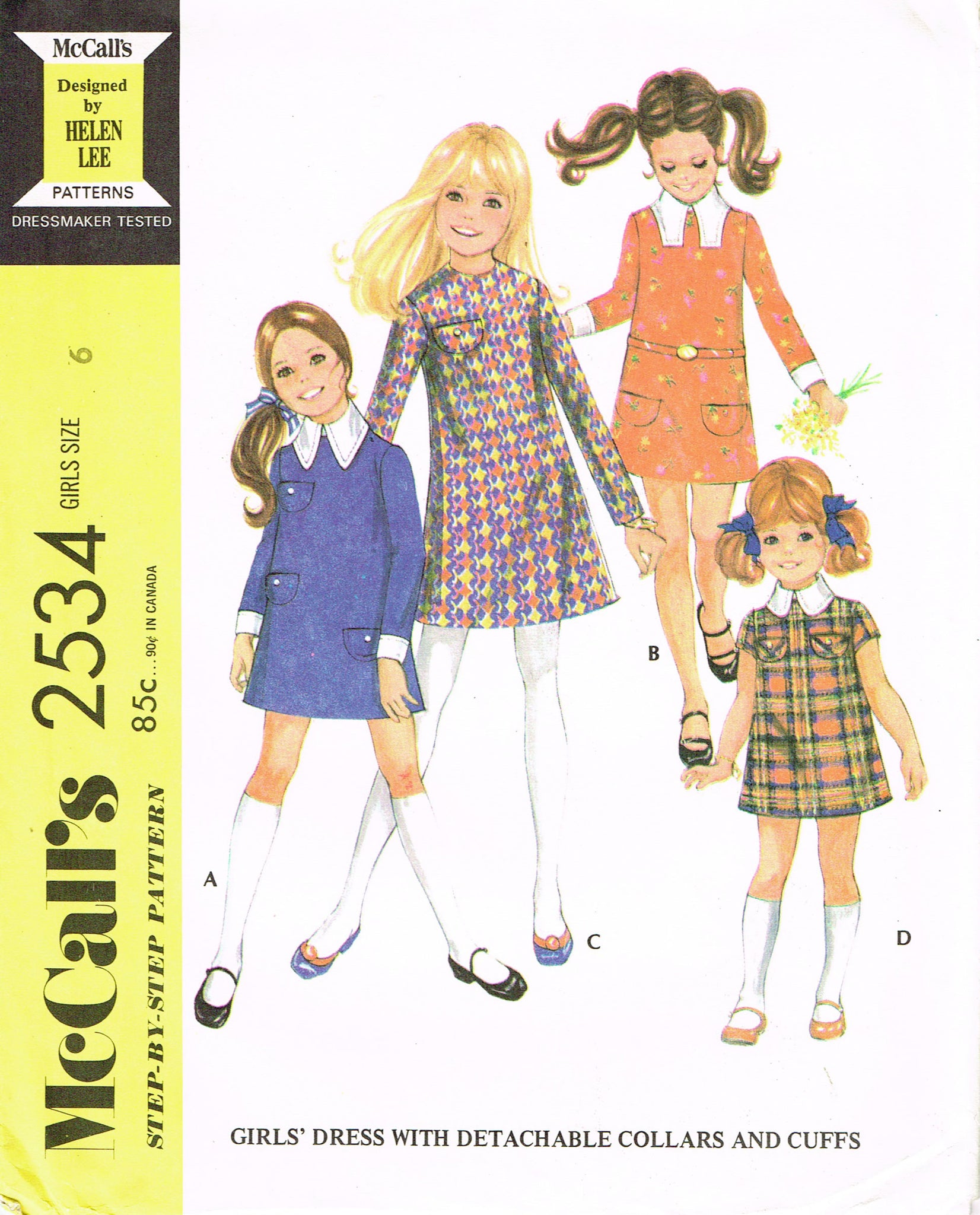 McCall 2534: 1970s Uncut Girls Helen Lee Dress Sz 6 Vintage Sewing Pat –  Vintage4me2