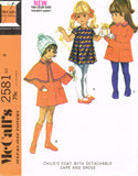 1960s Vintage McCalls Sewing Pattern 2581 Uncut Toddler Girls Dress & Coat Sz 6