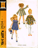 McCall 2604: 1970s Uncut Baby Girls Mod Dress Sz 1 Vintage Sewing Pattern