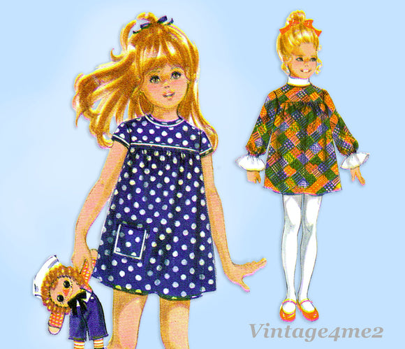 McCall 2604: 1970s Uncut Baby Girls Mod Dress Sz 2 Vintage Sewing Pattern