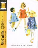 McCall 2664: 1960s Uncut Toddler Girls Pleated Dress Size 5 Vintage Sewing Pattern