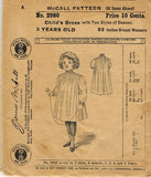 1910s Original Vintage McCall Pattern 2980 Uncut Toddler Girls Tucked Dress Sz 3