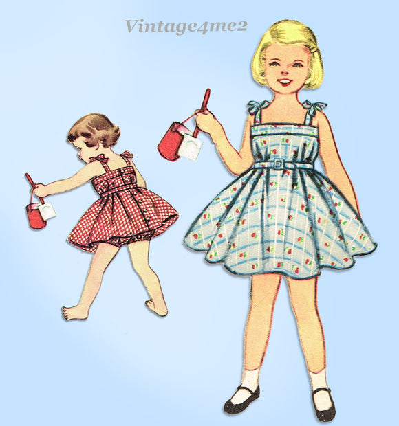 McCall's 3210: 1950s Uncut Toddler Girls Sun Dress Size 6 Vintage Sewing Pattern