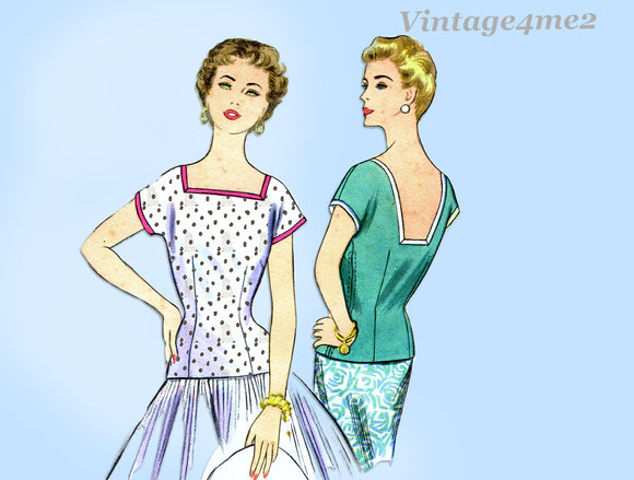 McCall 3275: 1950s Easy Misses Sporty Blouse Size 34 Bust Vintage Sewing Pattern