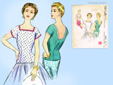 McCall 3275: 1950s Easy Misses Sporty Blouse Size 34 Bust Vintage Sewing Pattern