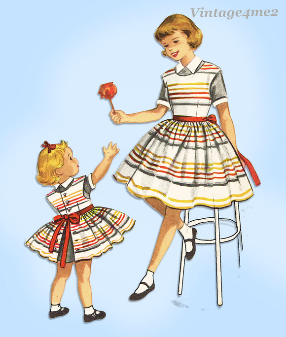 McCall's 3519: 1950s Baby Girls Dress & Pinafore Size 2 Vintage Sewing Pattern