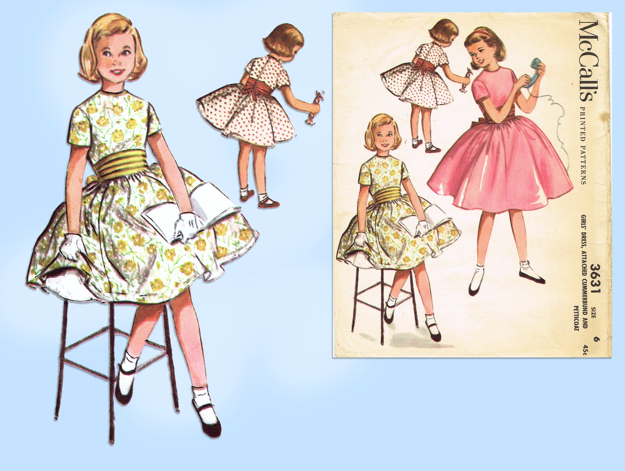 strapless open back dress McCall's 3631: 1950s Cute Uncut Toddler Girls Party Dress Pattern Sz 6 –  Vintage4me2