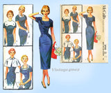 McCall 3725: 1950s Stylish Misses Accessory Dress Sz 34 B Vintage Sewing Pattern