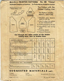 McCall 38: 1930s Cute Little Girls Raglan Dress Size 8 Vintage Sewing Pattern