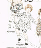 1920s Vintage McCall Sewing Pattern 3892 Cute Toddler Girls Bloomer Dress Size 2