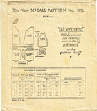 1920s Vintage McCall Sewing Pattern 3892 Cute Toddler Girls Bloomer Dress Size 2