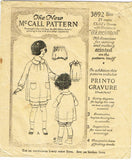 1920s Vintage McCall Sewing Pattern 3892 Cute Toddler Girls Bloomer Dress Size 2