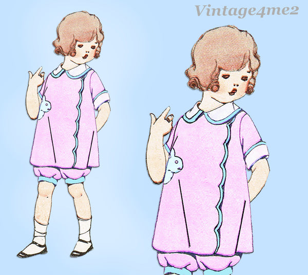 1920s Vintage McCall Sewing Pattern 3979 Toddler Girls Bloomer Dress Size 6