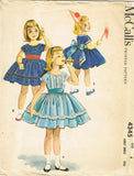McCall's 4345: 1950s Cute Toddler Girls Party Dress Sz 4 Vintage Sewing Pattern