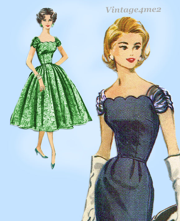 McCall 4357: 1950s Stunning Misses Cocktail Dress Sz 32 B Vintage Sewing Pattern