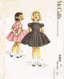 McCall 4383: 1950s Cute Toddler Girls Party Dress Size 4 Vintage Sewing Pattern