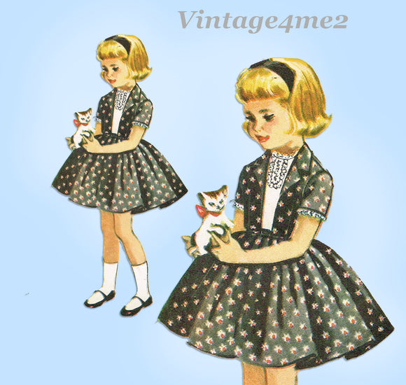McCall 4386: 1950s Cute Toddler Girls Dress & Bolero Vintage Sewing Pattern