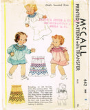 McCall 442: 1930s Baby Girls Smocked Dress Sz 2 Original Vintage Sewing Pattern - Vintage4me2