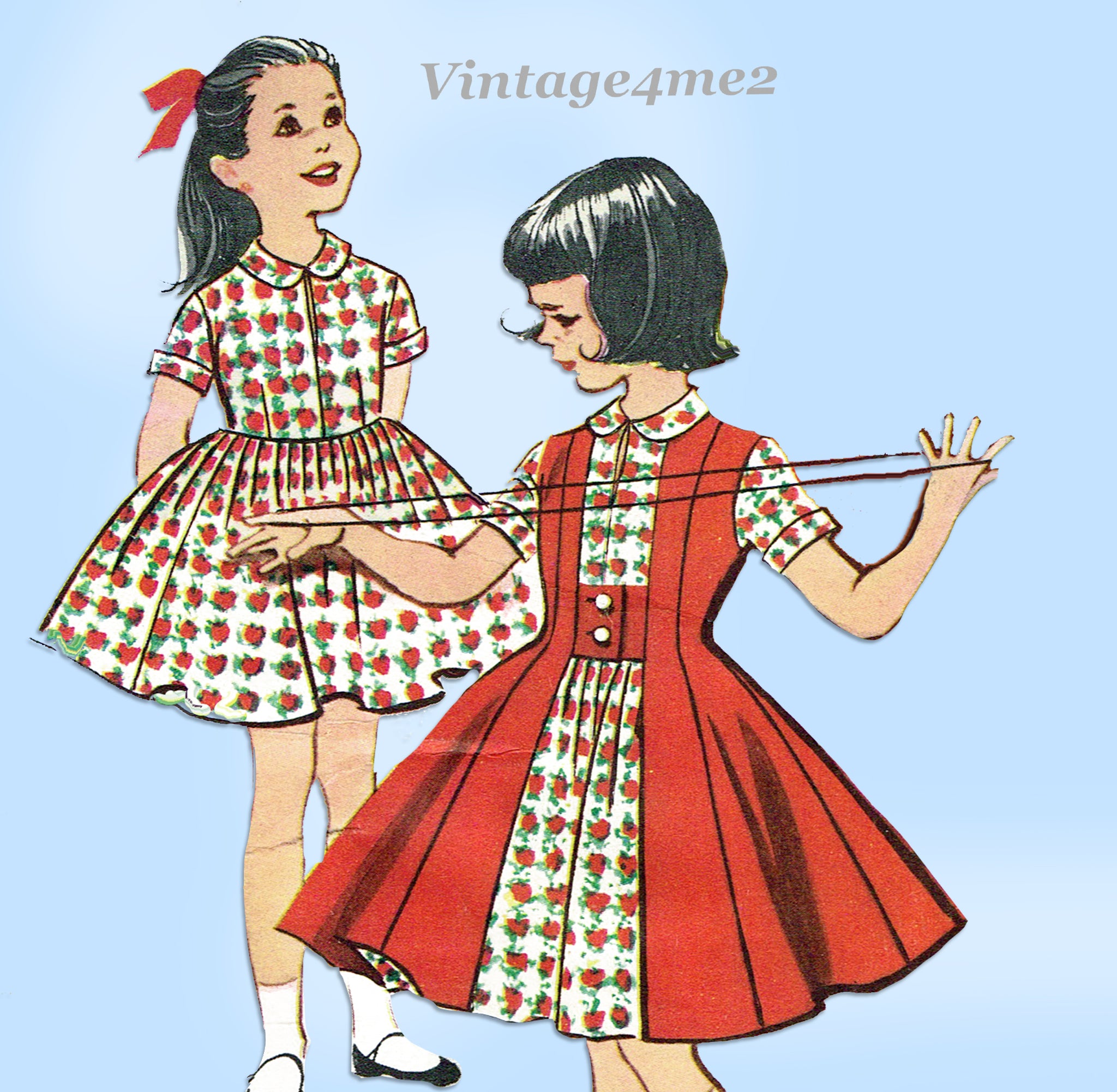 1950s Original Vintage McCall's Pattern 4426 Cute Girls Dress Size 8 –  Vintage4me2