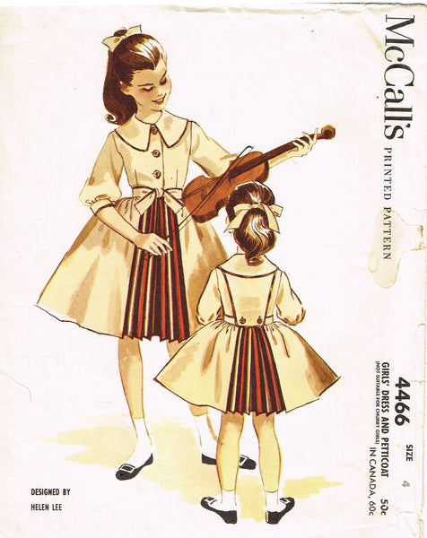 McCall's 4466: 1950s Helen Lee Toddler Girls Dress Size 4 Vintage Sewing Pattern