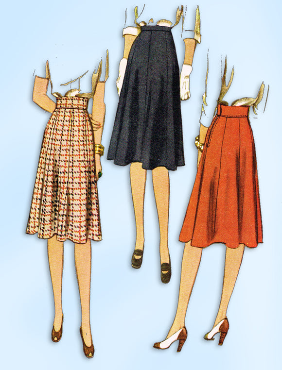 1940s Vintage McCall Sewing Pattern 4566 Uncut Misses WWII 8 Gore Skirt Sz 26 W